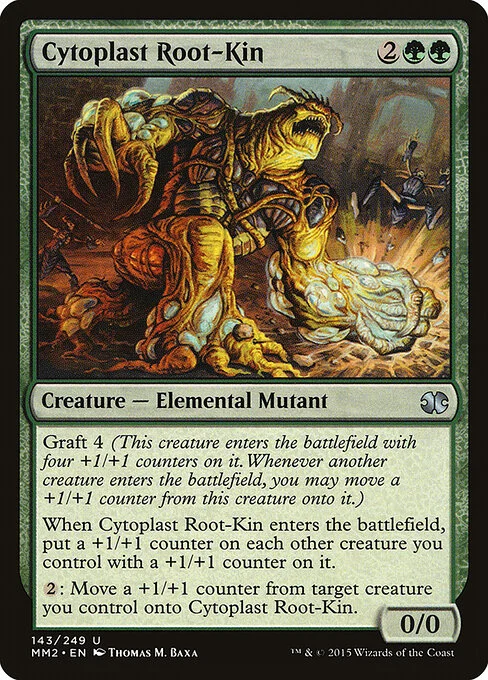 Cytoplast Root-Kin, carta Magic di tipo Creature — Elemental Mutant illustrata da Thomas M. Baxa