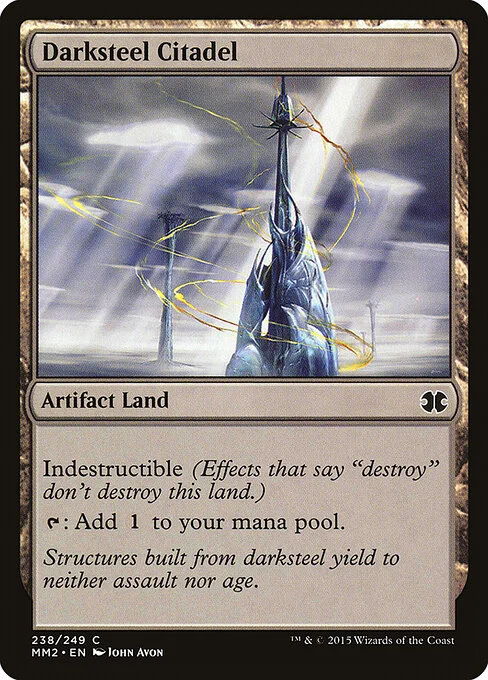Darksteel Citadel, carta Magic di tipo Artifact Land illustrata da John Avon