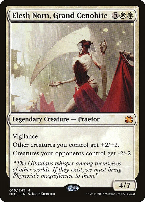 Elesh Norn, Grand Cenobite, carta Magic di tipo Legendary Creature — Phyrexian Praetor illustrata da Igor Kieryluk