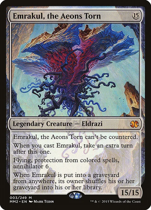 Emrakul, the Aeons Torn, carta Magic di tipo Legendary Creature — Eldrazi illustrata da Mark Tedin