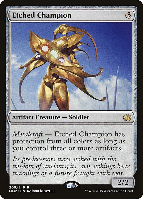 Etched Champion, carta Magic di tipo Artifact Creature — Soldier illustrata da Igor Kieryluk