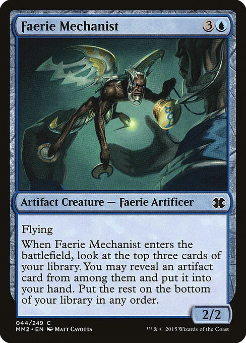 Faerie Mechanist, carta Magic di tipo Artifact Creature — Faerie Artificer illustrata da Matt Cavotta