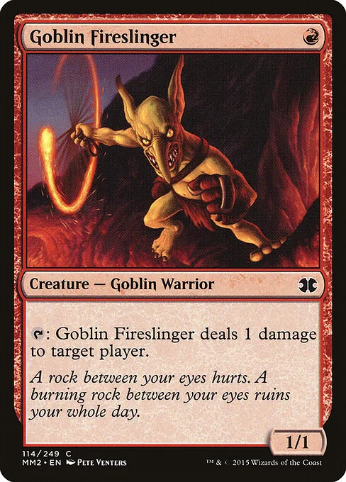Goblin Fireslinger, carta Magic di tipo Creature — Goblin Warrior illustrata da Pete Venters