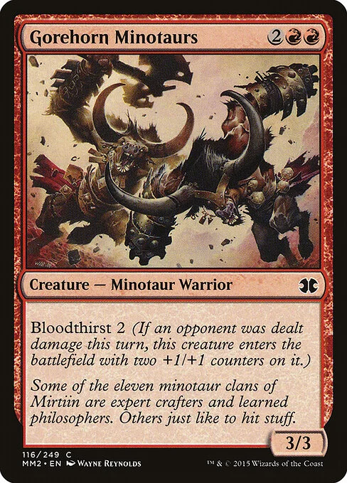 Gorehorn Minotaurs, carta Magic di tipo Creature — Minotaur Warrior illustrata da Wayne Reynolds