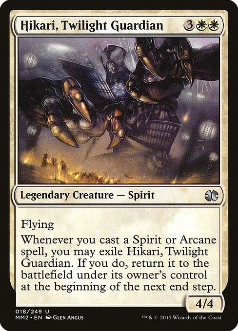 Hikari, Twilight Guardian, carta Magic di tipo Legendary Creature — Spirit illustrata da Glen Angus