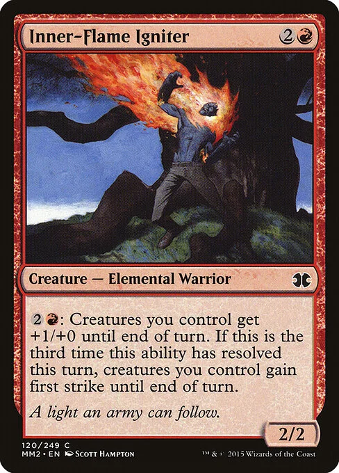 Inner-Flame Igniter, carta Magic di tipo Creature — Elemental Warrior illustrata da Scott Hampton