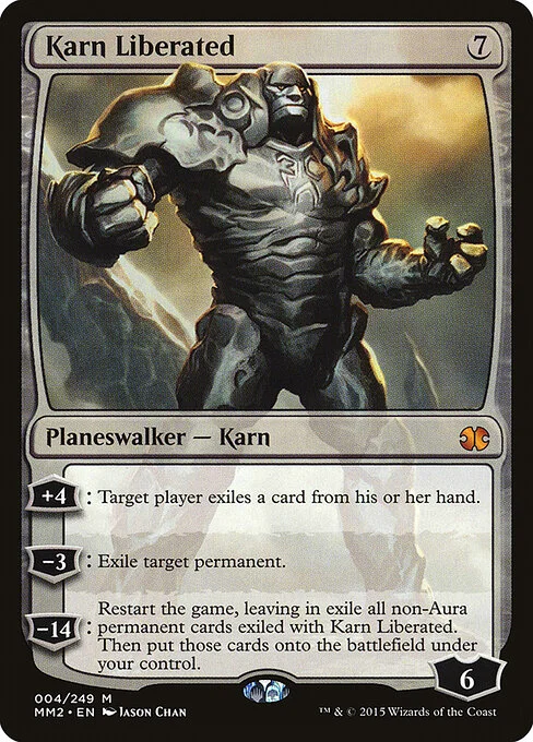 Karn Liberated, carta Magic di tipo Legendary Planeswalker — Karn illustrata da Jason Chan