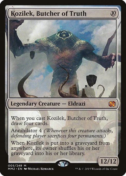 Kozilek, Butcher of Truth, carta Magic di tipo Legendary Creature — Eldrazi illustrata da Michael Komarck