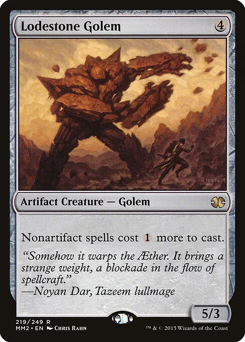 Lodestone Golem, carta Magic di tipo Artifact Creature — Golem illustrata da Chris Rahn