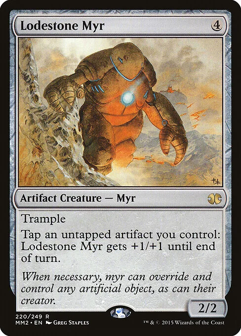 Lodestone Myr, carta Magic di tipo Artifact Creature — Myr illustrata da Greg Staples