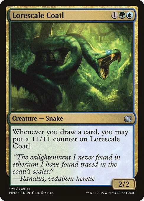 Lorescale Coatl, carta Magic di tipo Creature — Snake illustrata da Greg Staples