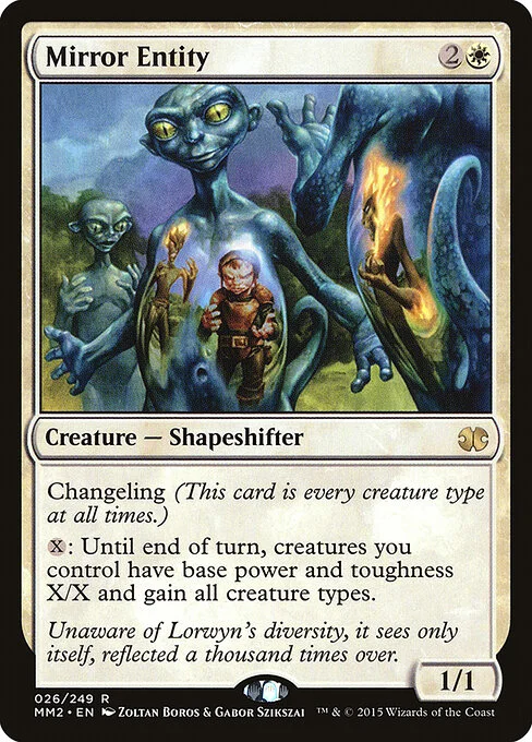 Mirror Entity, carta Magic di tipo Creature — Shapeshifter illustrata da Zoltan Boros & Gabor Szikszai