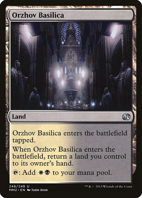 Orzhov Basilica, carta Magic di tipo Land illustrata da John Avon