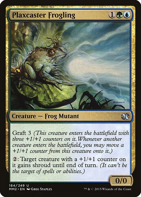Plaxcaster Frogling, carta Magic di tipo Creature — Frog Mutant illustrata da Greg Staples