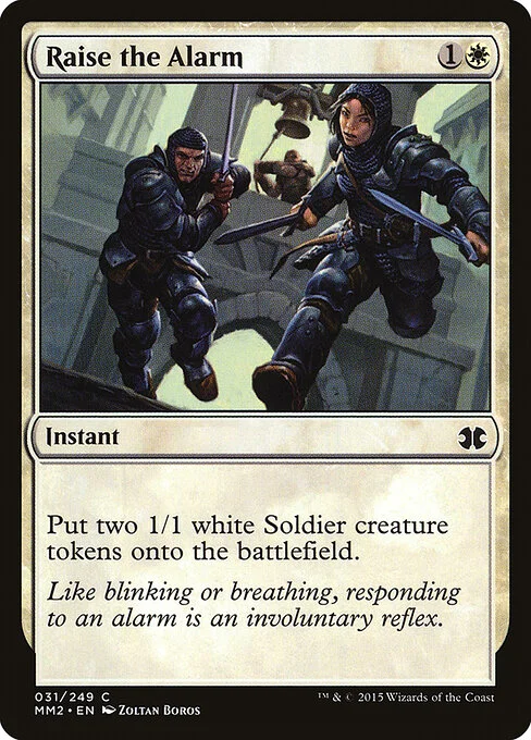 Raise the Alarm, carta Magic di tipo Instant illustrata da Zoltan Boros