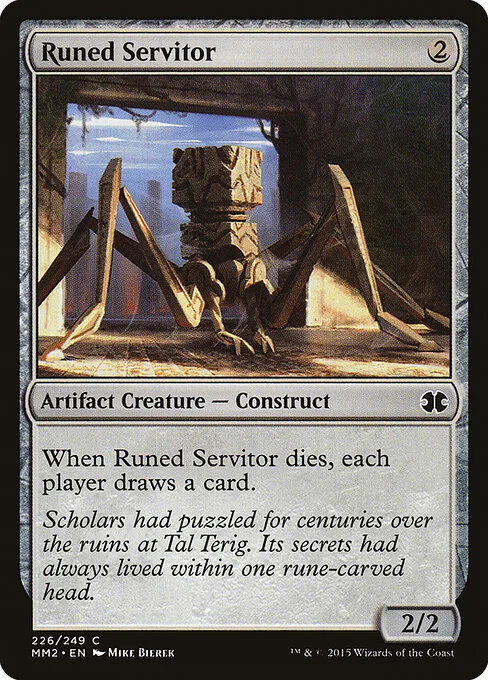 Runed Servitor, carta Magic di tipo Artifact Creature — Construct illustrata da Mike Bierek