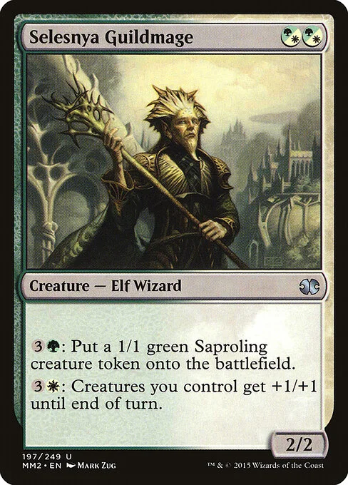 Selesnya Guildmage, carta Magic di tipo Creature — Elf Wizard illustrata da Mark Zug