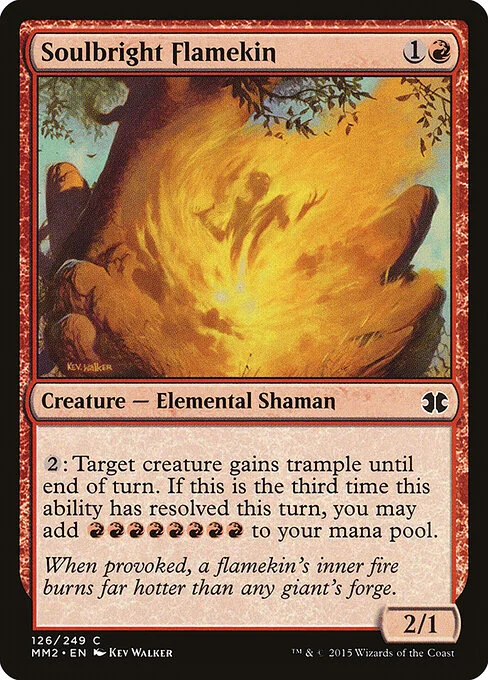 Soulbright Flamekin, carta Magic di tipo Creature — Elemental Shaman illustrata da Kev Walker