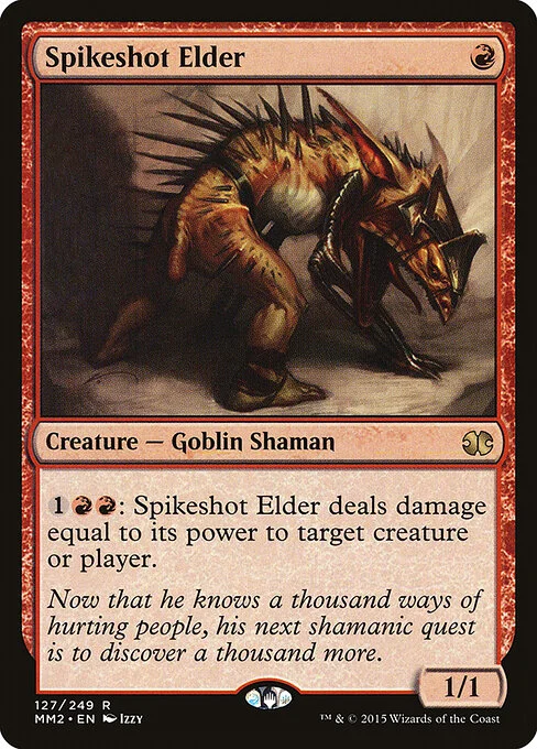 Spikeshot Elder, carta Magic di tipo Creature — Goblin Shaman illustrata da Izzy