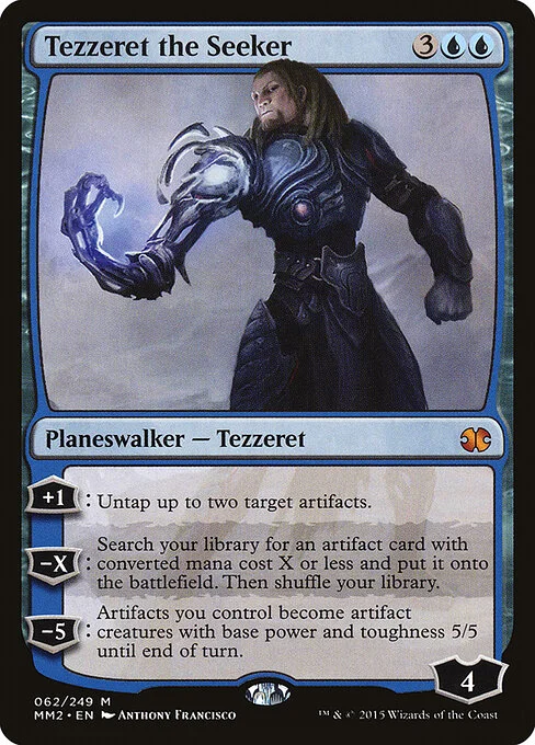 Tezzeret the Seeker, carta Magic di tipo Legendary Planeswalker — Tezzeret illustrata da Anthony Francisco