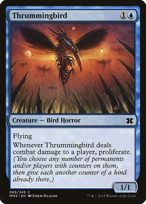 Thrummingbird, carta Magic di tipo Creature — Phyrexian Bird Horror illustrata da Efrem Palacios