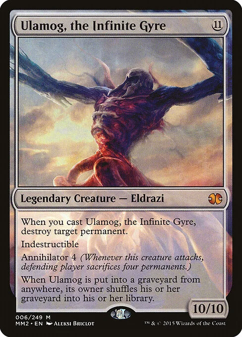 Ulamog, the Infinite Gyre, carta Magic di tipo Legendary Creature — Eldrazi illustrata da Aleksi Briclot