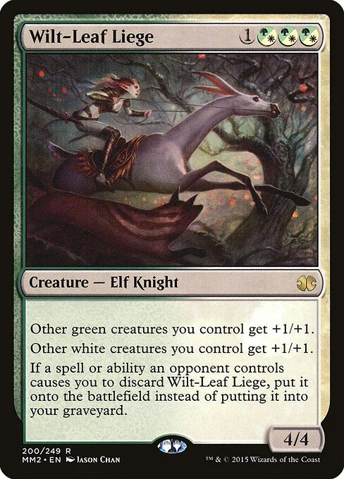 Wilt-Leaf Liege, carta Magic di tipo Creature — Elf Knight illustrata da Jason Chan