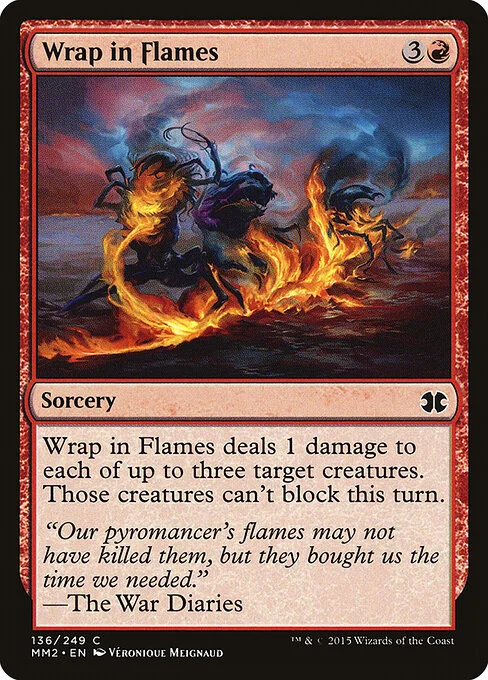 Wrap in Flames, carta Magic di tipo Sorcery illustrata da Véronique Meignaud