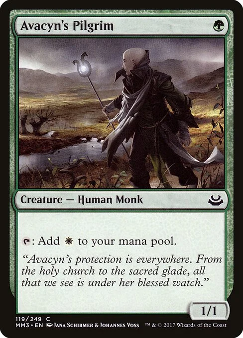 Avacyn's Pilgrim, carta Magic di tipo Creature — Human Monk illustrata da Jana Schirmer & Johannes Voss