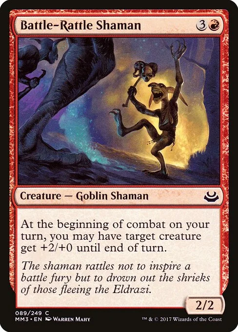 Battle-Rattle Shaman, carta Magic di tipo Creature — Goblin Shaman illustrata da Warren Mahy