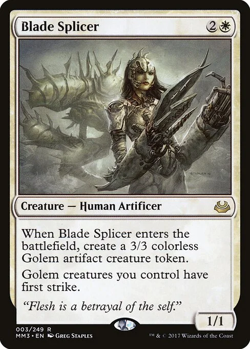 Blade Splicer, carta Magic di tipo Creature — Phyrexian Human Artificer illustrata da Greg Staples