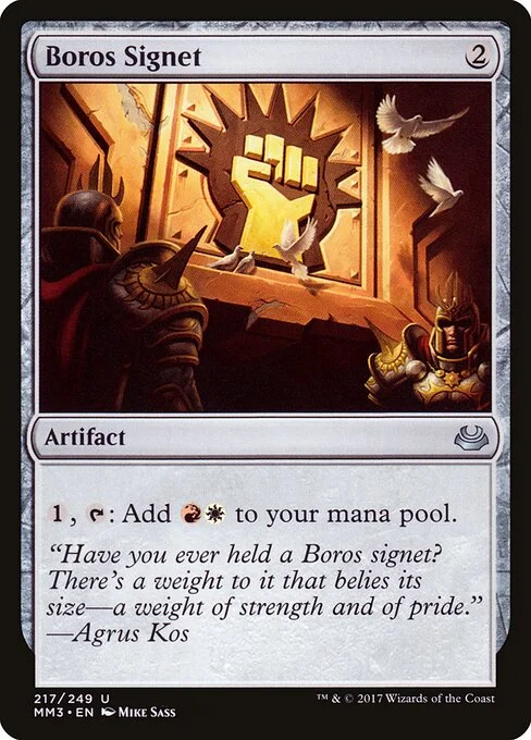 Boros Signet, carta Magic di tipo Artifact illustrata da Mike Sass