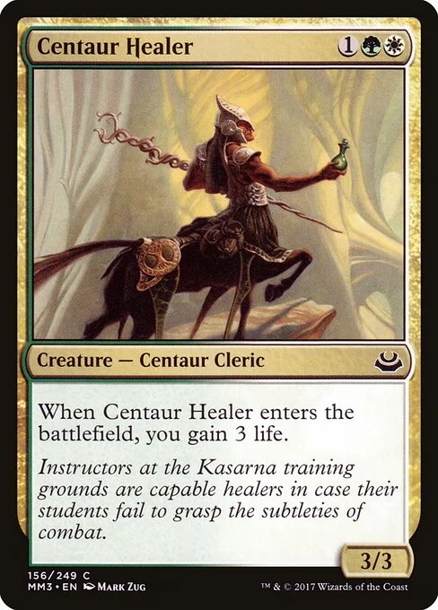 Centaur Healer, carta Magic di tipo Creature — Centaur Cleric illustrata da Mark Zug