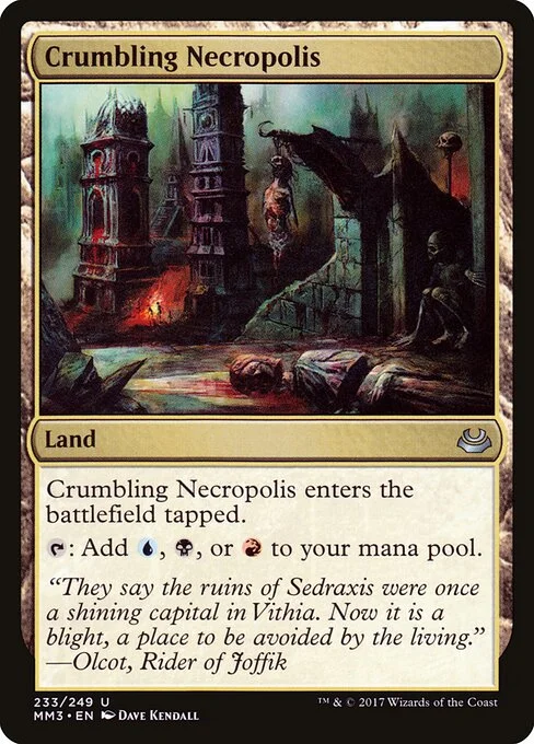 Crumbling Necropolis, carta Magic di tipo Land illustrata da Dave Kendall