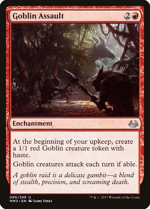 Goblin Assault, carta Magic di tipo Enchantment illustrata da Jaime Jones