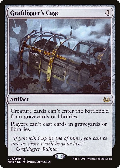 Grafdigger's Cage, carta Magic di tipo Artifact illustrata da Daniel Ljunggren