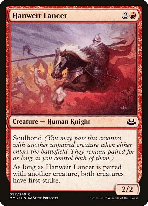 Hanweir Lancer, carta Magic di tipo Creature — Human Knight illustrata da Steve Prescott
