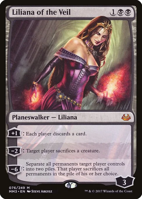 Liliana of the Veil, carta Magic di tipo Legendary Planeswalker — Liliana illustrata da Steve Argyle