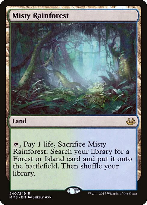 Misty Rainforest, carta Magic di tipo Land illustrata da Shelly Wan