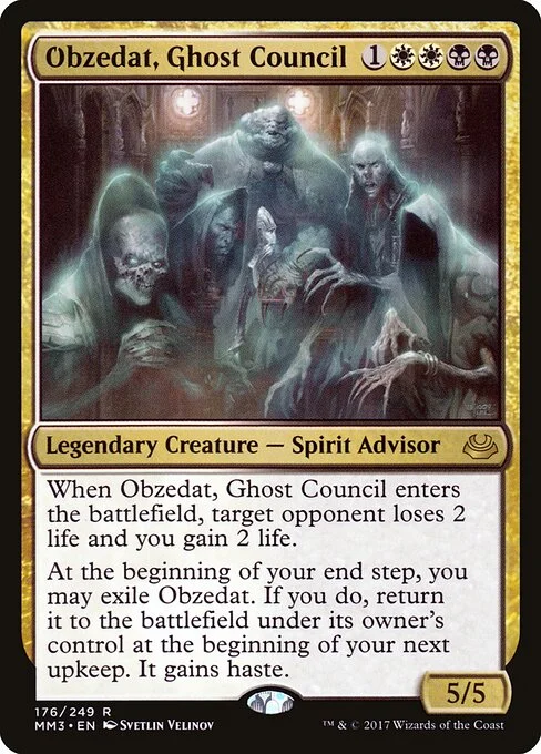 Obzedat, Ghost Council, carta Magic di tipo Legendary Creature — Spirit Advisor illustrata da Svetlin Velinov