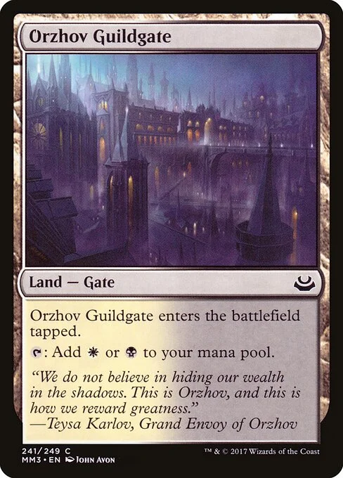 Orzhov Guildgate, carta Magic di tipo Land — Gate illustrata da John Avon