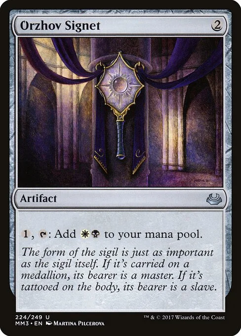 Orzhov Signet, carta Magic di tipo Artifact illustrata da Martina Pilcerova