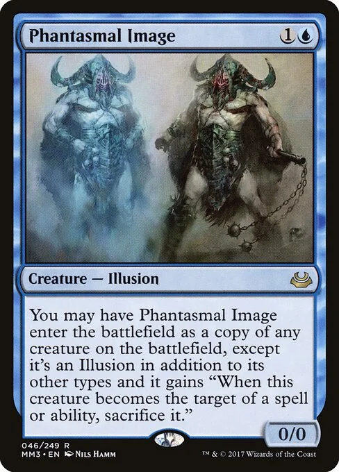 Phantasmal Image, carta Magic di tipo Creature — Illusion illustrata da Nils Hamm