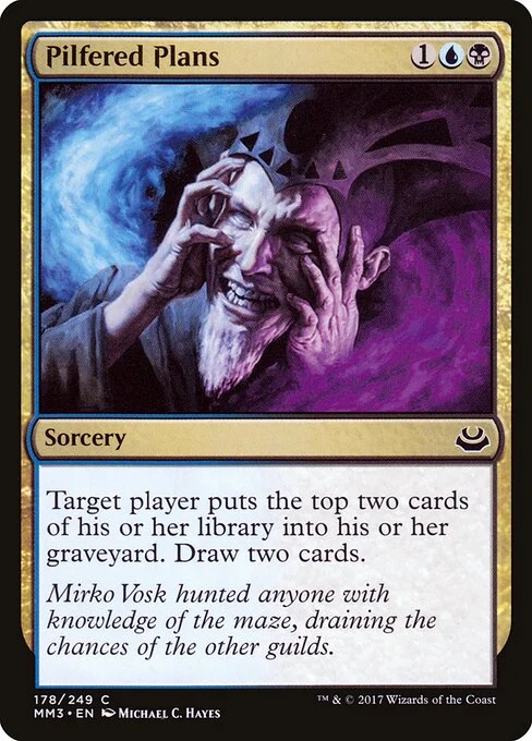 Pilfered Plans, carta Magic di tipo Sorcery illustrata da Michael C. Hayes