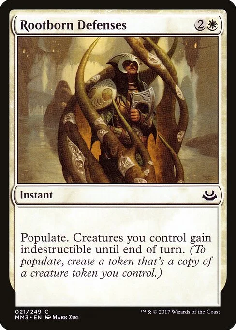 Rootborn Defenses, carta Magic di tipo Instant illustrata da Mark Zug