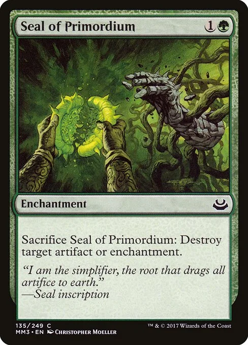 Seal of Primordium, carta Magic di tipo Enchantment illustrata da Christopher Moeller
