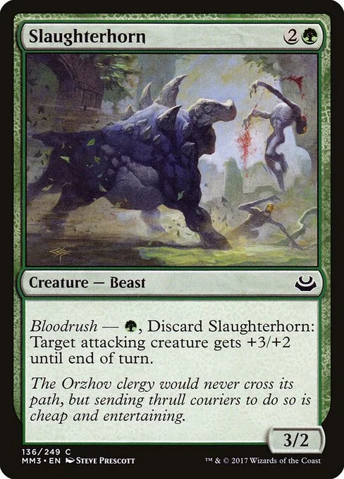 Slaughterhorn, carta Magic di tipo Creature — Beast illustrata da Steve Prescott