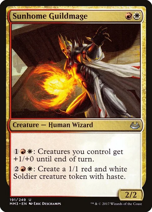 Sunhome Guildmage, carta Magic di tipo Creature — Human Wizard illustrata da Eric Deschamps