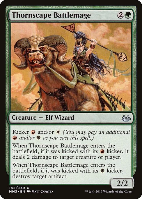 Thornscape Battlemage, carta Magic di tipo Creature — Elf Wizard illustrata da Matt Cavotta