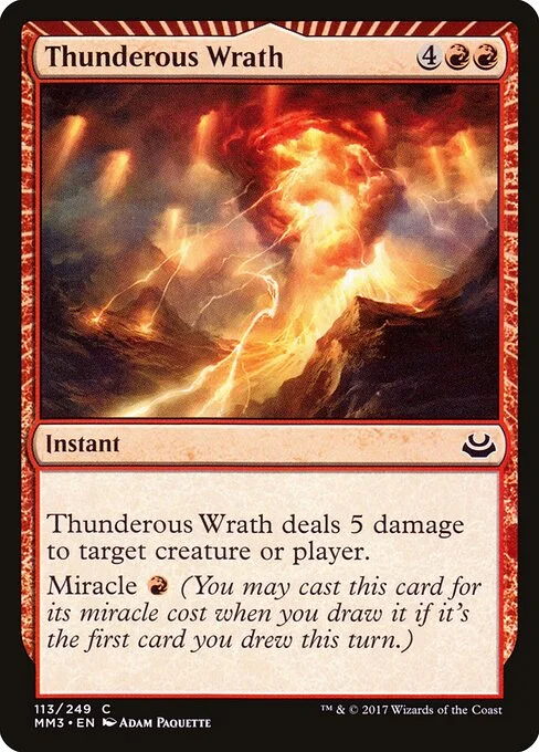 Thunderous Wrath, carta Magic di tipo Instant illustrata da Adam Paquette